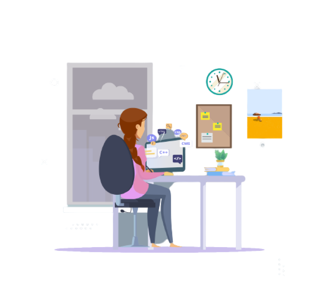 a girl coding